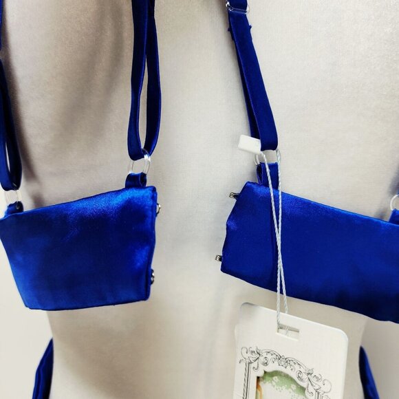 Strappy Blue Satin Fit Flare Mini Dress With Cut-Out Sides Z.Dreamer Size 6 - Picture 10 of 13